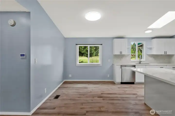 Dining area with expansive views towards the back yard