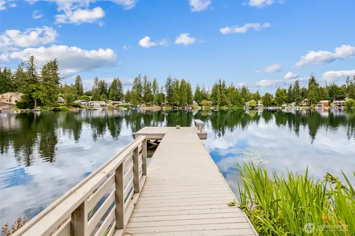 The recently rebuilt dock enhances both function and enjoyment, giving you a fresh platform right at the water’s edge. Fish for trout, relax in the sun, or simply watch wildlife glide across the lake. It would also be a great place to moor your own pontoon boat for added enjoyment of both lakes.