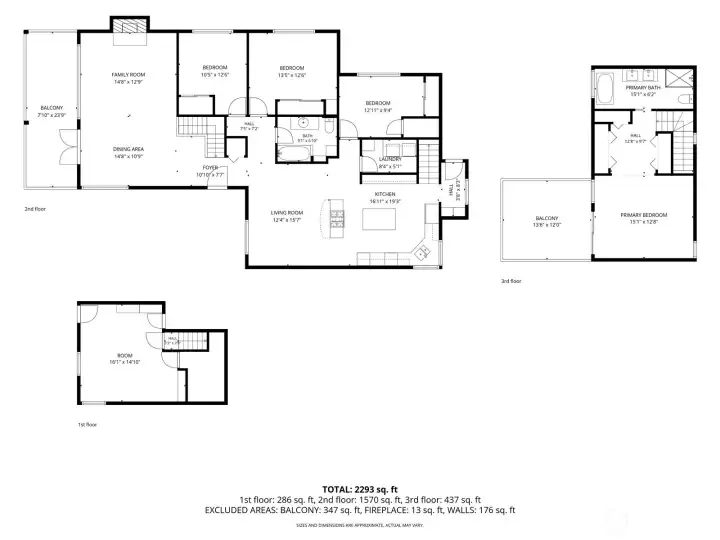 Floor plan of both floors and daylight basement.