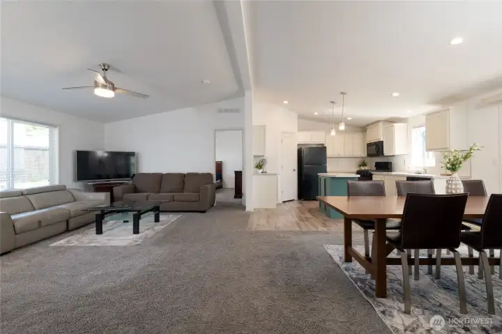 Living, dining and kitchen Living, dining and kitchen