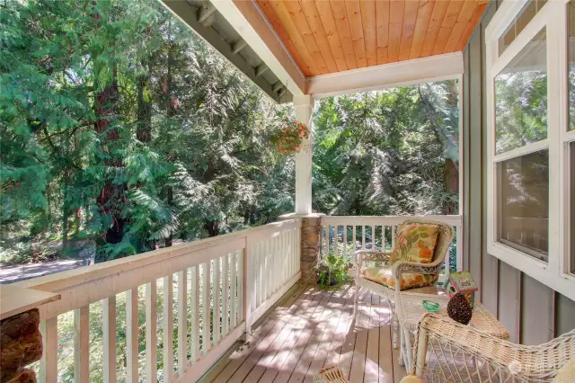 Enjoy a cup of morning coffee and relax year round on the covered front porch.