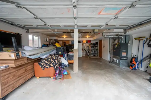 Oversized 2 car garage with plenty of storage space.