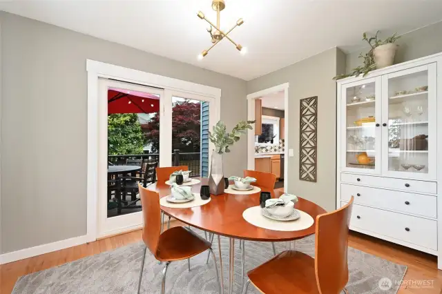 Sizeable light filled dining room with access to newer trex deck.