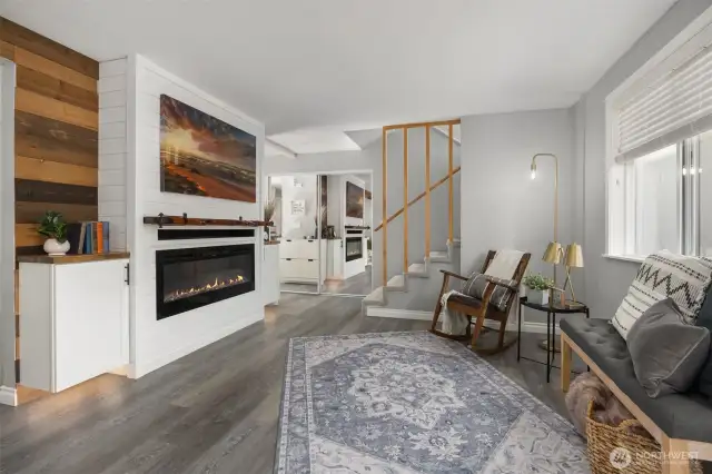 Electric fireplace creates a relaxing ambiance