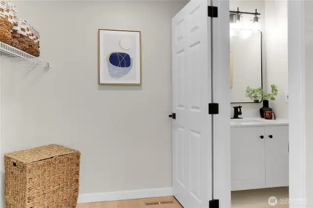Laundry area and main floor half bath.