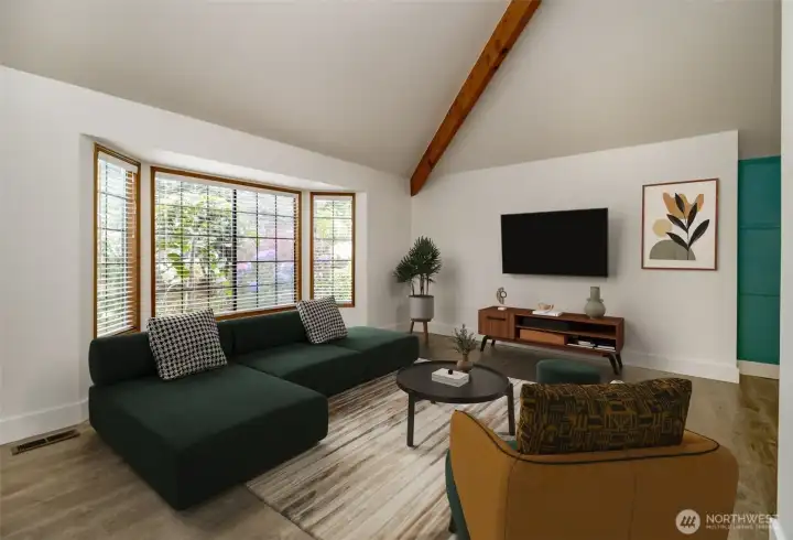 Living room, virtually staged