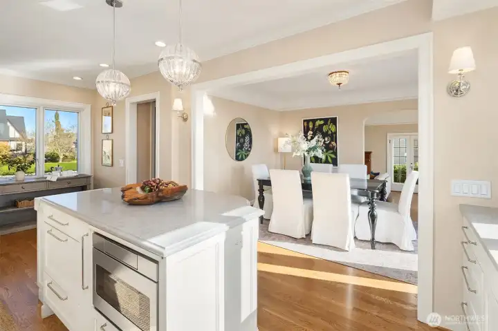 The doorway leads back to the entryway and living room- circular floor plan for convenience!