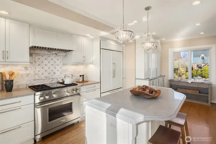 Coffee station by the window- or you could fit a bistro table there instead.