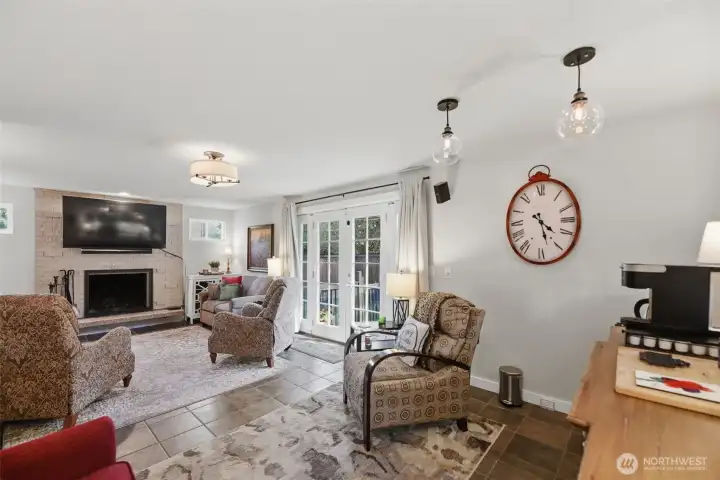 French doors from family room to patio.