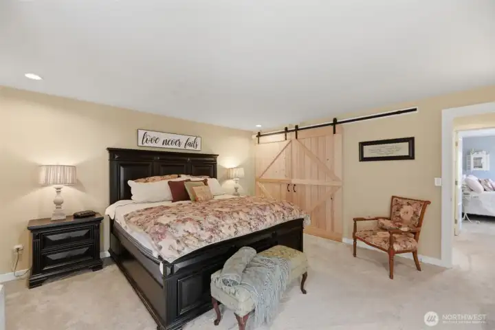 two separate closets.  One in bedroom and one in primary bath.