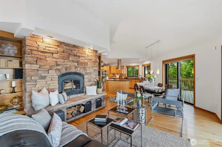 Expansive living space with open connection to the kitchen.