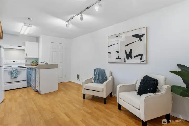 Additional finished living area with kitchenette and open-concept design.