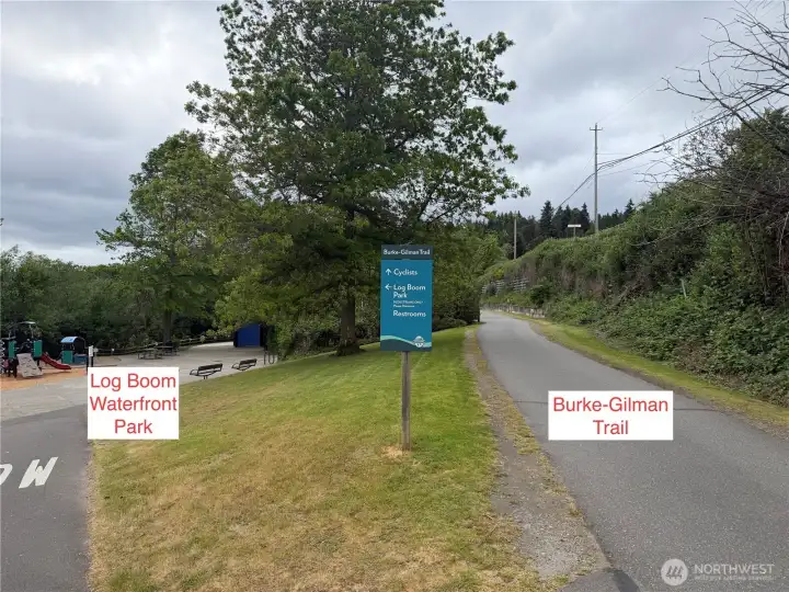 Follow the amazing Burke Gillman Trail to Log Boom Park on Lake WA, UW, Seattle or Bellevue