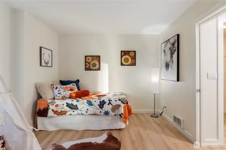 Second bedroom is light and airy