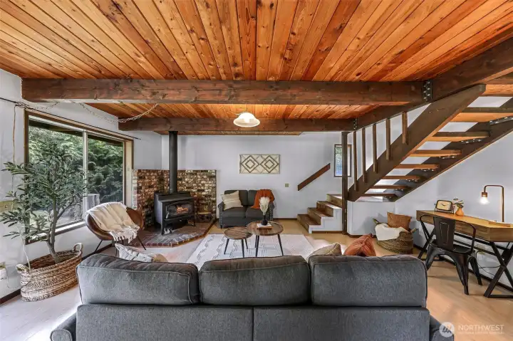 Wood burning fireplace