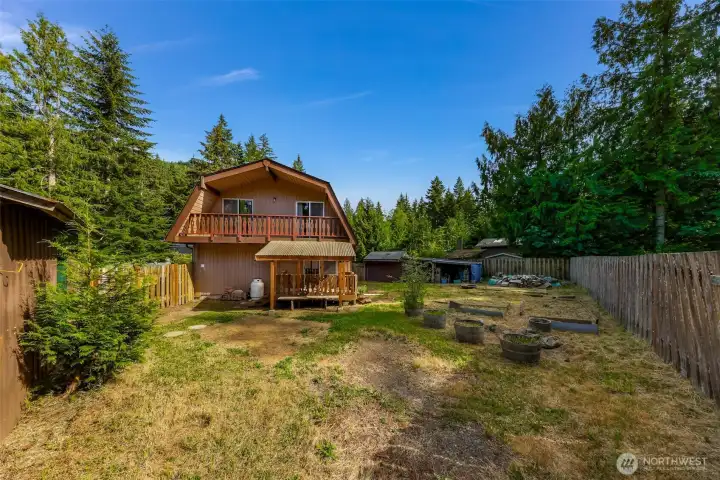 Large fenced backyard