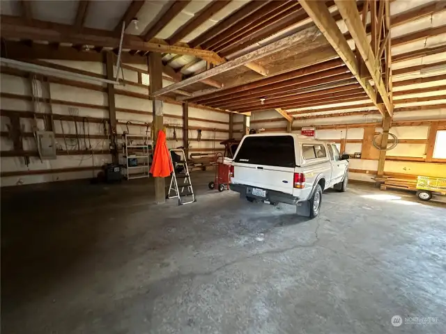 View of the detached garage that also has a 1/2 bath.