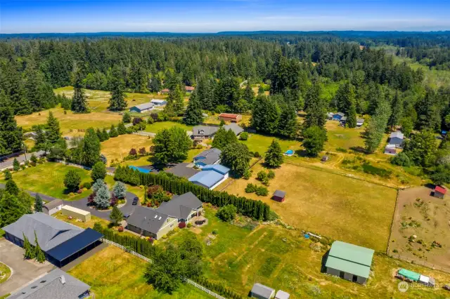 Aerial view of the property.