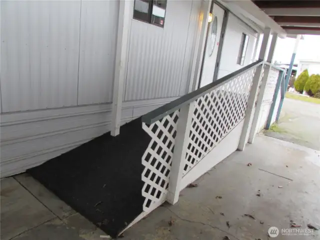 BUILT IN RAMP FROM PARKING AREA.