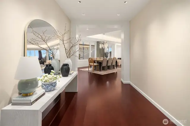 Sellers installed the walnut wood flooring in the main living space of the home