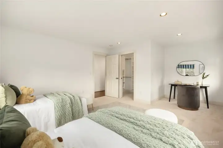 Looking the other way, you can see the alcove for a desk and the walk-in closet.