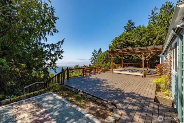 View of 1500 sf deck from the door off of the sunroom.