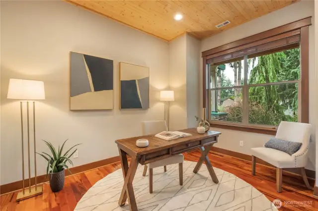 Office adjacent to entry foyer.