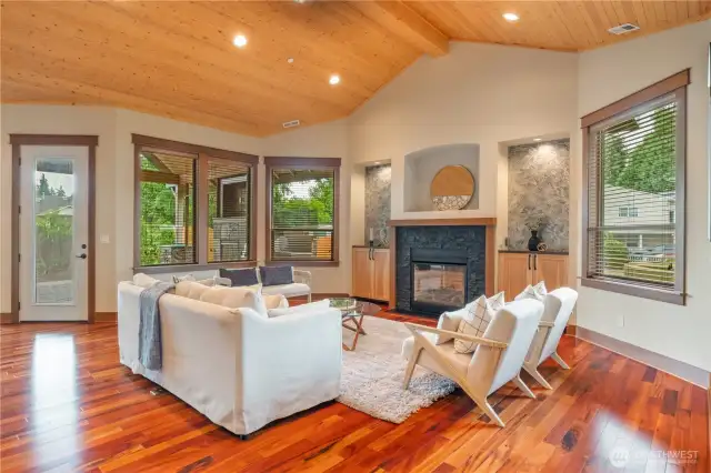 Gas fireplace.