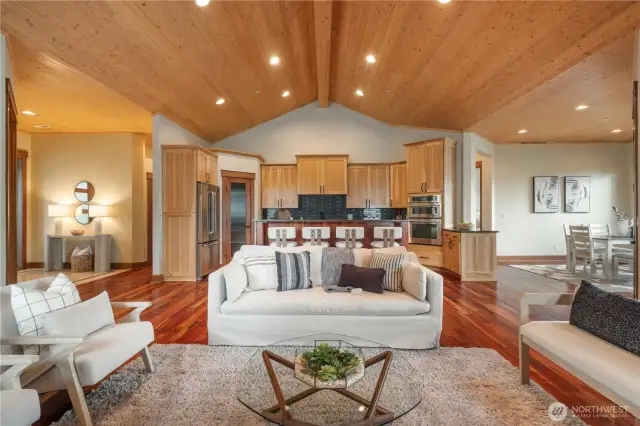 Picturesque pine vaulted ceilings.