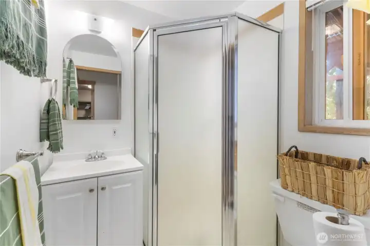 Primary bathroom "if you add a beautiful soaker tub between the bathroom and the walk-in closet you would be making your space suite a luxury retreat