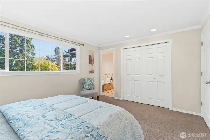 Bedroom features a large closet and direct access to en-suite bathroom.
