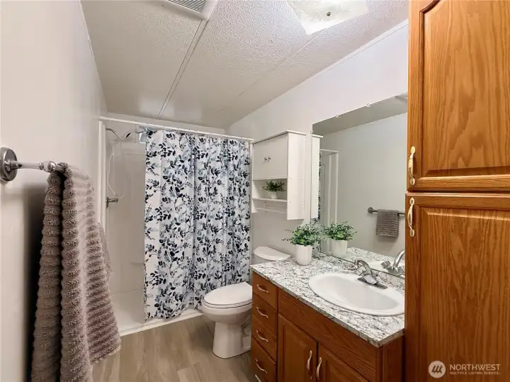 Bathroom with easy walk-in shower.