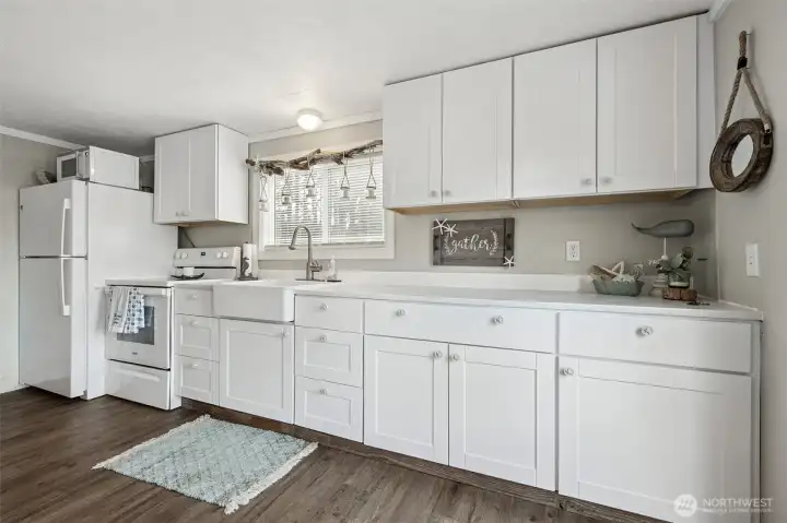Newer counter tops and updated cabinets