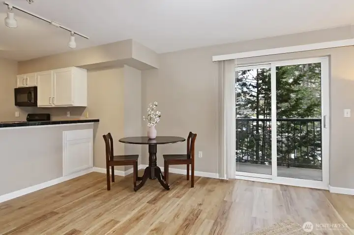 Eating area and slider to private deck