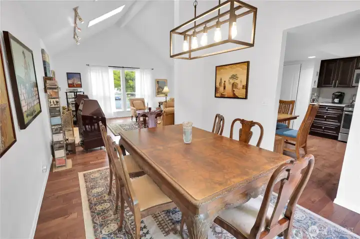 Formal dining room opens to living room to extend your table for large parties!