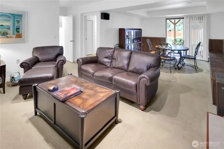 Lower level bedroom suite is spacious! Currently used as a media and game room but it is a second suite! What will use this flexible floor plan for?