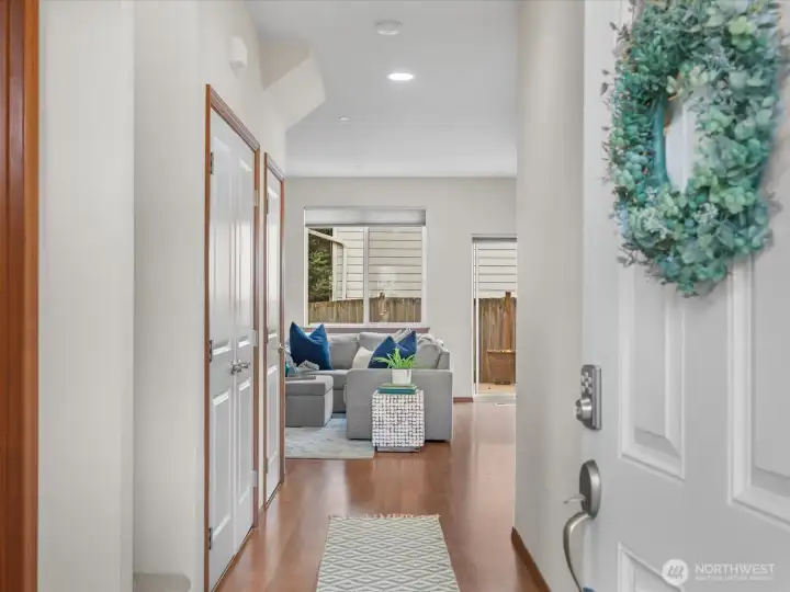 Open the door to an inviting open plan first floor living space