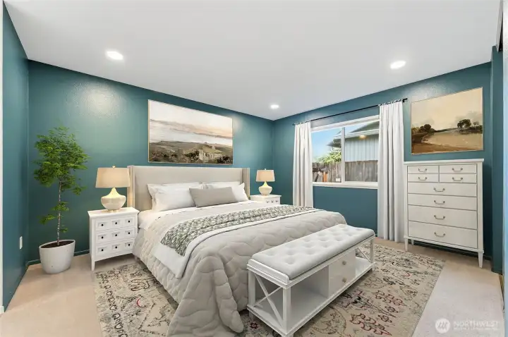 Virtually Staged Primary Bedroom