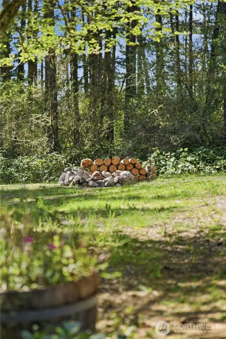 Fire pit between cabins