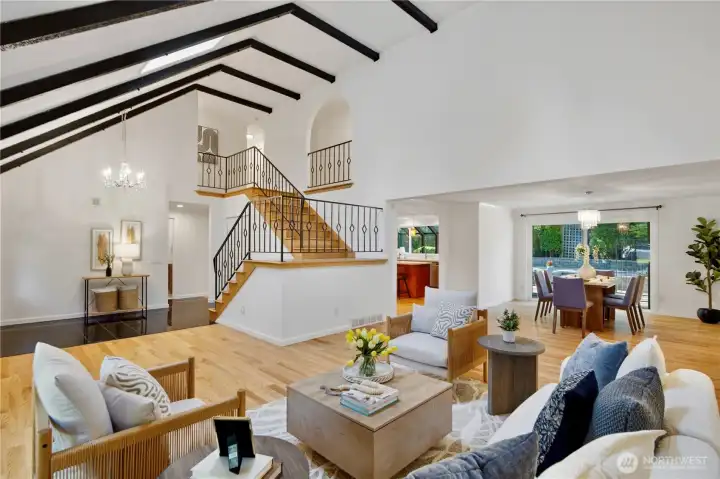 Living room enhanced by two skylights, filling the space with natural light