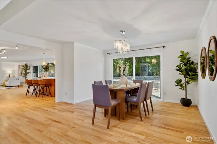 Open dining area with easy access to the kitchen and outdoor living