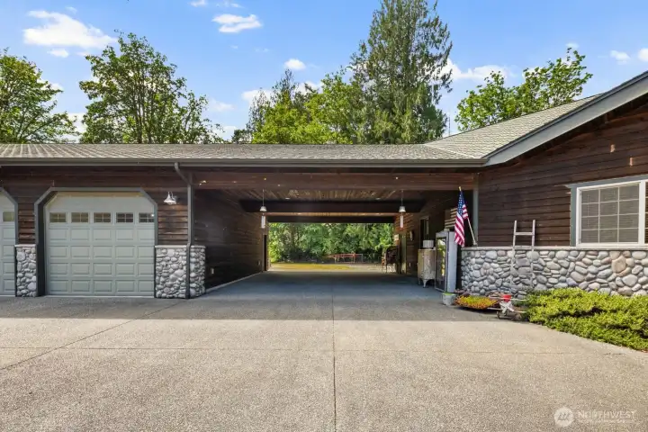 Plus lodge style covered area with additional parking