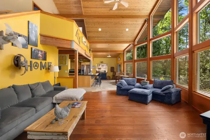 Spacious yet cozy lodge style living room