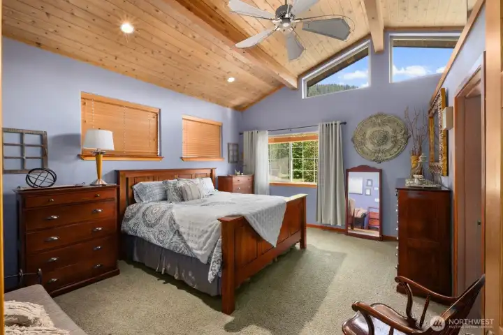 Primary bedroom upstairs with it's own private bathroom