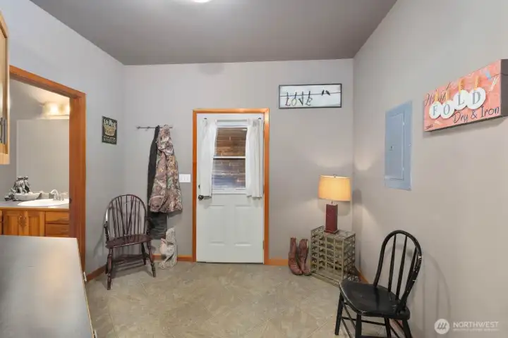 Laundry room sitting area
