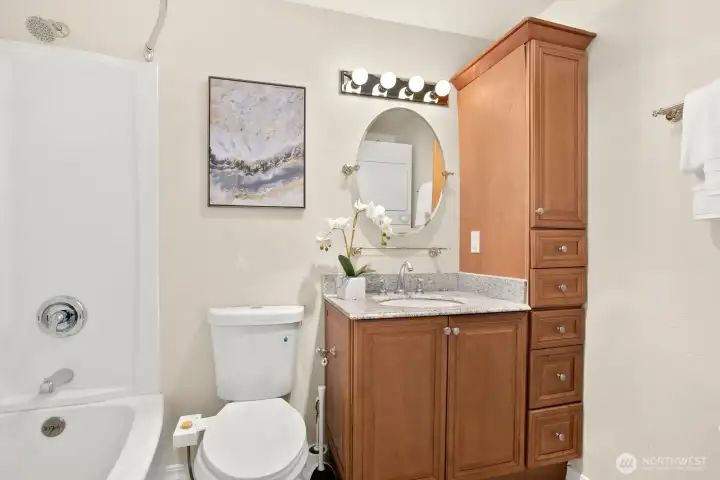 Second full bath with washer and dryer!