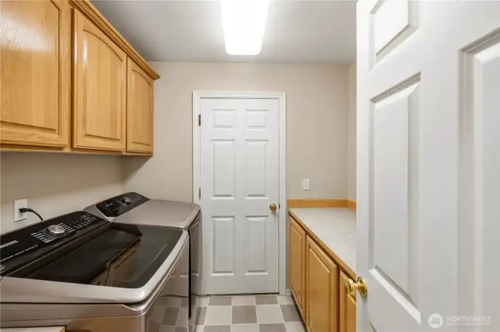 Laundry Room has a sink and garage entrance.