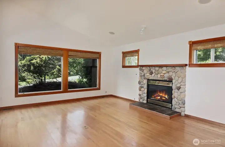 Solid hardwood flooring.