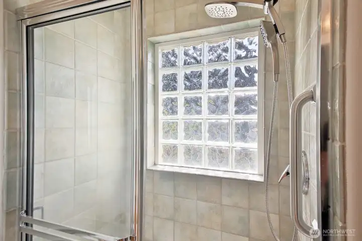 Primary bathroom shower.