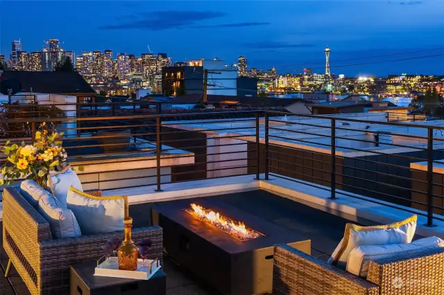 Perched higher up on Franklin Ave E, the views from this property's rooftop terrace are expansive.